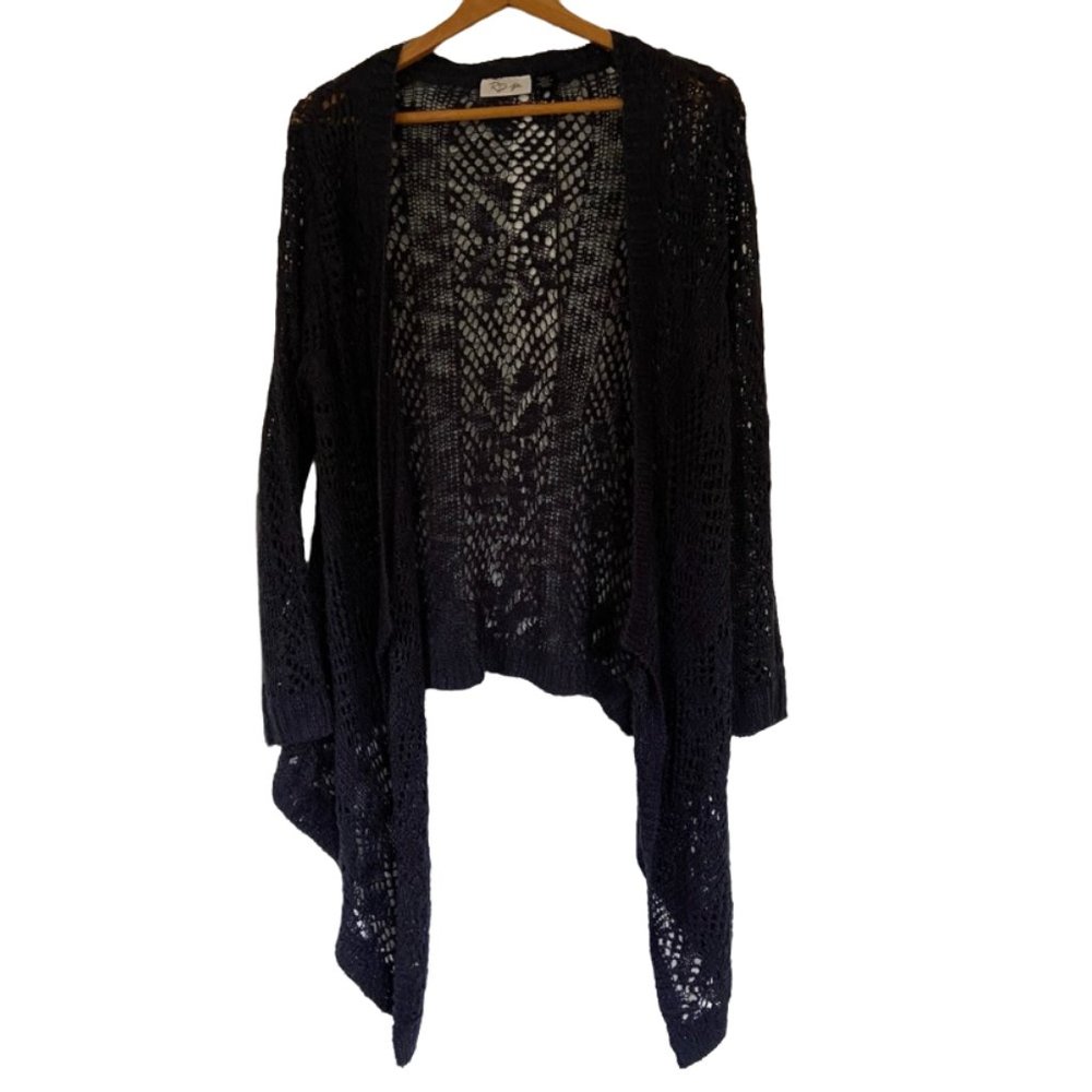 {RD Style} Navy Knit Draped Waterfall Cardigan - Medium - Picture 1 of 5